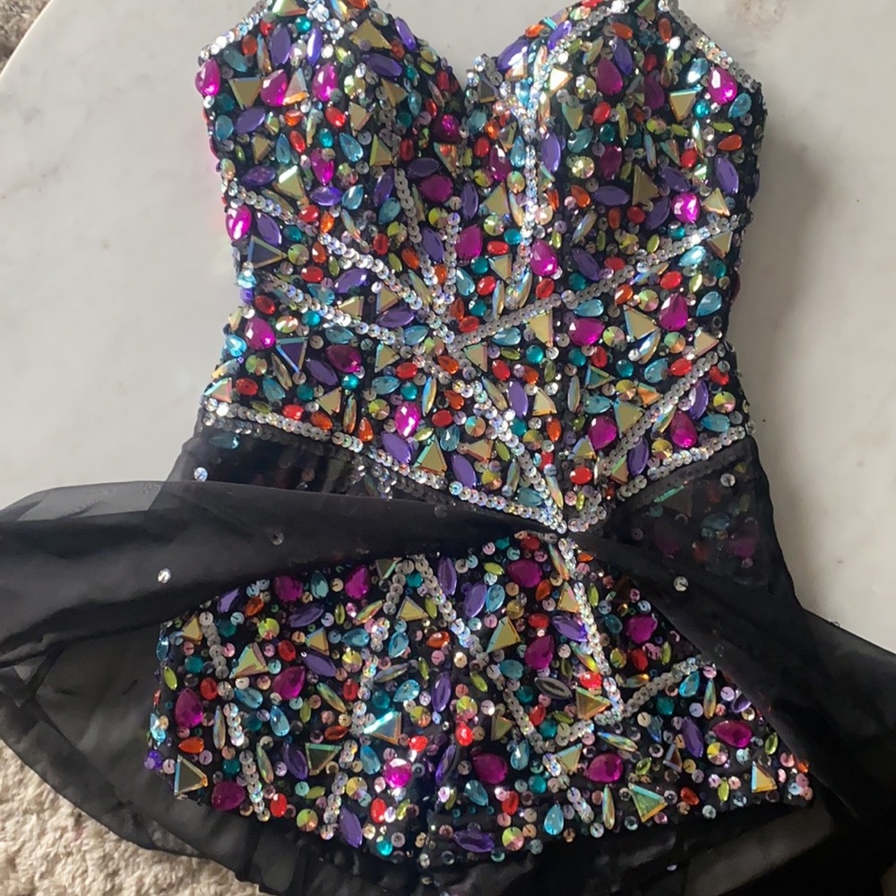 PROM DRESS - Super unique, romper style, FULLY bedazzled